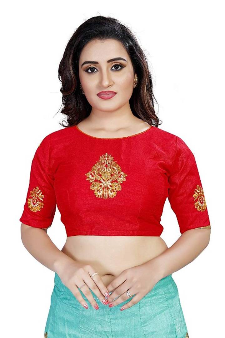 Women's Embroidery work Back Button Elbow Length Sleeves Blouse